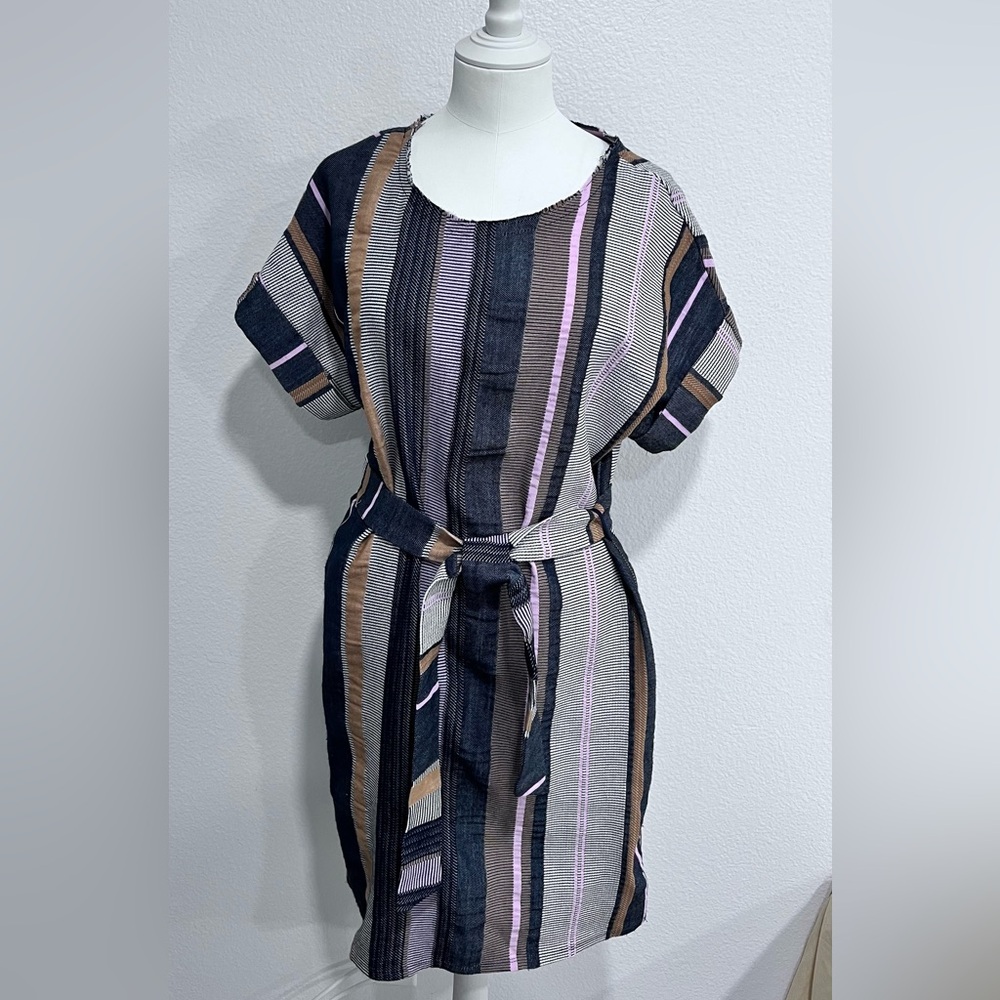 Blue and Gray Raglan Short Sleeve Midi Dress